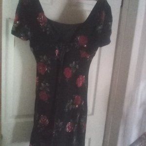 Donna Ricco rayon rose patterned black party dress size 4